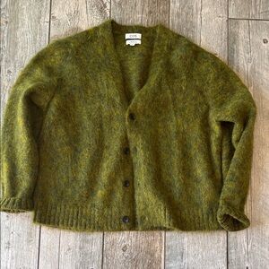 COS Men's Green Boucle Cardigan Sweater